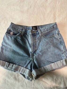 BDG Light Blue High-Rise Rolled Hem Jean Shorts